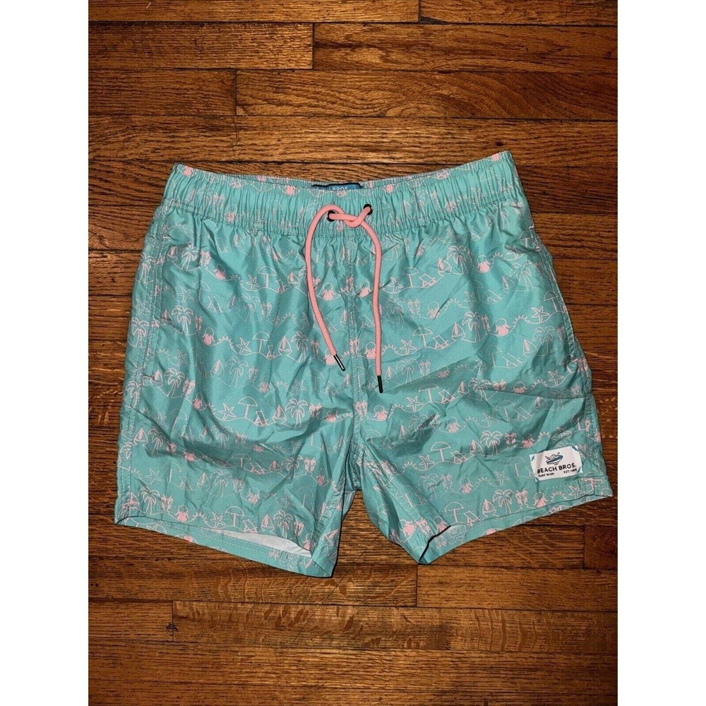 Beach Bros Island Vacation All Over Drawstring Men's Trunks Size M 6.5" Inseam‎